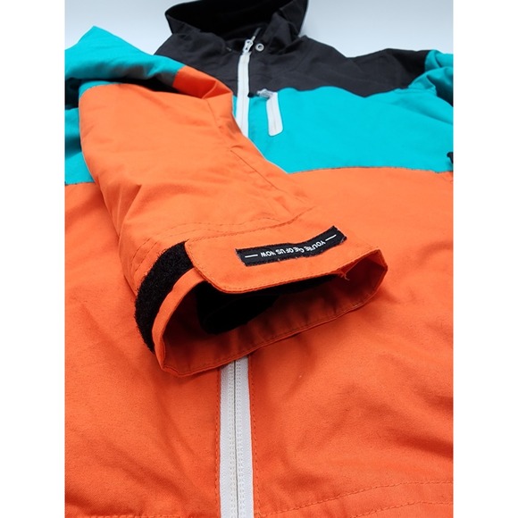 Neff Throwback Poncho Tech Shred Jacket, Men's Large, Orange / ‎ Blue EUC - Picture 11 of 16